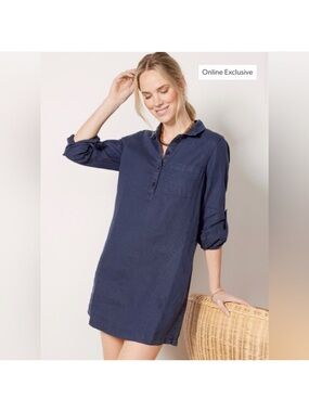 Michael Stars Eleanor Utility Linen Shirt Dress | Medium